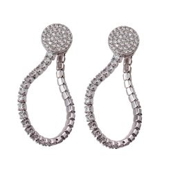 Alternative view of 925 Sterling Silver Rhodium Plated Flexible Tennis Earrings with CZ