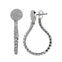 925 Sterling Silver Rhodium Plated Flexible Tennis Earrings with CZ