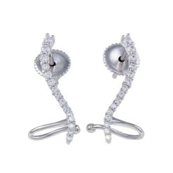 925 Sterling Silver Rhodium Plated Wave CZ Climbing Earrings