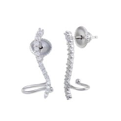 Alternative view of 925 Sterling Silver Rhodium Plated Wave CZ Climbing Earrings
