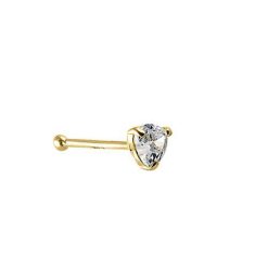 Alternative view of 14 Karat Yellow Gold Heart CZ Nose Stud