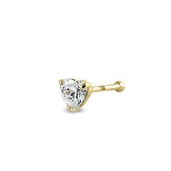 14 Karat Yellow Gold Heart CZ Nose Stud