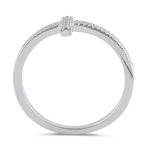 925 Sterling Silver Clear CZ Cross Ring - Image 3