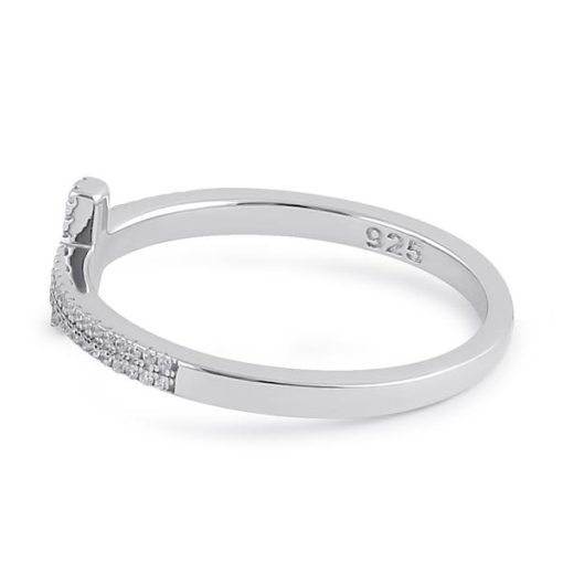 925 Sterling Silver Clear CZ Cross Ring - Image 4