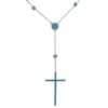 925 Sterling Silver Rhodium Plated Cross Necklace with Synthetic Turquoise Stones