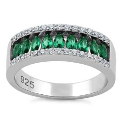 Alternative view of 925 Sterling Silver Marquise Emerald CZ Ring