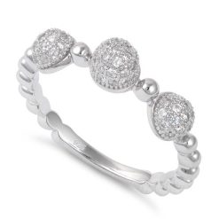 Sterling Silver 3 Heads CZ Ring