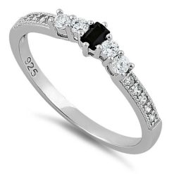 925 Sterling Silver Black CZ Ring