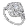 925 Sterling Silver Blooming Flower Round Cut Clear CZ Ring