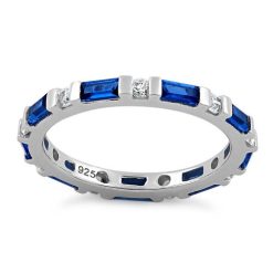 Alternative view of 925 Sterling Silver Blue Sapphire and White CZ Eternity Ring