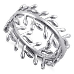 925 Sterling Silver Branches and Leaves Eternity Ring