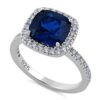 925 Sterling Silver Cushion Cut Blue Spinel CZ Ring