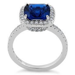 Alternative view of 925 Sterling Silver Cushion Cut Blue Spinel CZ Ring