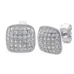 925 Sterling Silver Cushion CZ Earrings