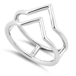 925 Sterling Silver Double V Ring