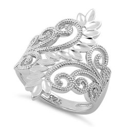 925 Sterling Silver Leaf And Vines Ring