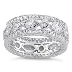 Alternative view of 925 Sterling Silver Eternity Marquise & Round Clear CZ Ring