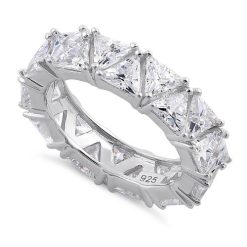 925 Sterling Silver Eternity Triangle Clear CZ Ring