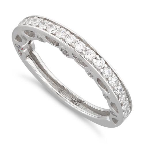 925 Sterling Silver Half Eternity Clear CZ Ring