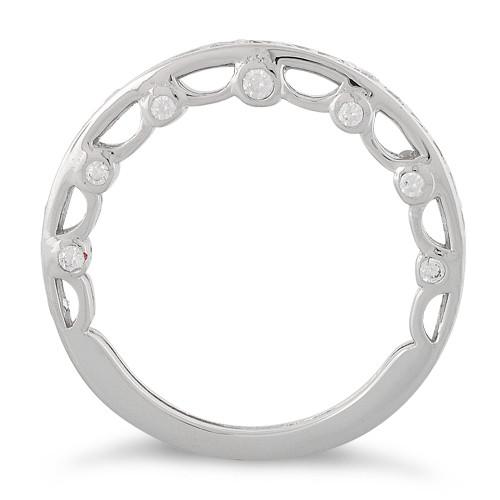 925 Sterling Silver Half Eternity Clear CZ Ring - Image 3