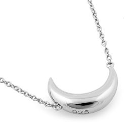 925 Sterling Silver Half Moon Necklace