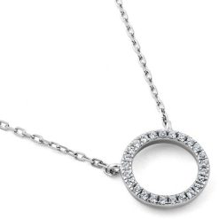 925 Sterling Silver Halo CZ Necklace