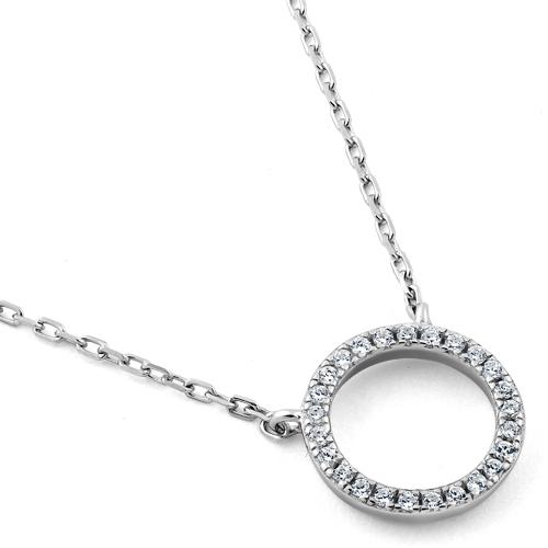 925 Sterling Silver Halo CZ Necklace