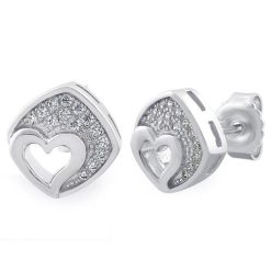 925 Sterling Silver Heart CZ Earrings