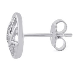 Alternative view of 925 Sterling Silver Leaf CZ Earrings