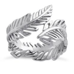 Alternative view of 925 Sterling Silver Feather Ring
