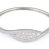 925 Sterling Silver Pave Leaves CZ Bangle Bracelet