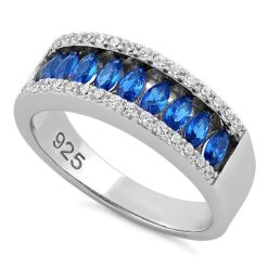 925 Sterling Silver Marquise Blue Spinel CZ Ring