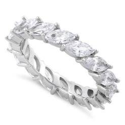 925 Sterling Silver Marquise CZ Eternity Ring
