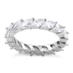 Alternative view of 925 Sterling Silver Marquise CZ Eternity Ring