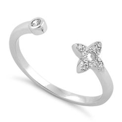 925 Sterling Silver Open Flower CZ Ring