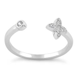 Alternative view of 925 Sterling Silver Open Flower CZ Ring