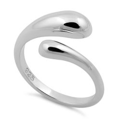 925 Sterling Silver Big Small Wave Round Ring