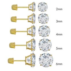 14 Karat Yellow Gold Screw Backing Round Stud Earrings