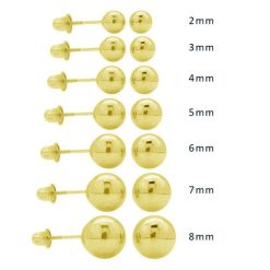 14 Karat Yellow Gold Screw Backing Bead Stud Earrings