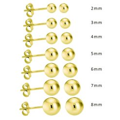 14 Karat Yellow Gold Push Backing Bead Stud Earrings