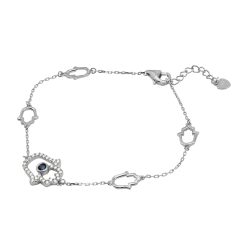 Alternative view of 925 Sterling Silver Rhodium Plated Multiple Hamsa CZ Bracelet