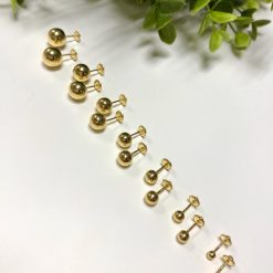 18 Karat Yellow Gold Ball Studs With Screw Back