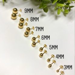 Alternative view of 18 Karat Yellow Gold Ball Studs With Screw Back