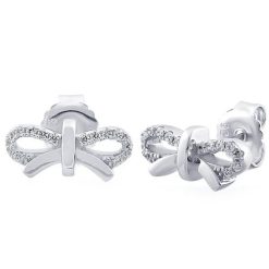 925 Sterling Silver Bow CZ Earrings