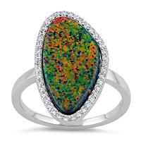 Alternative view of 925 Sterling Silver Tri-Oval Lab Opal CZ Ring
