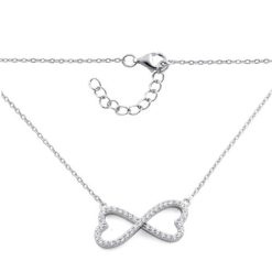 Alternative view of 925 Sterling Silver Infinity Heart CZ 16" Necklace