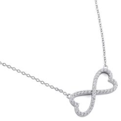 925 Sterling Silver Infinity Heart CZ 16" Necklace