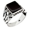 925 Sterling Silver Rectangular Black Onyx Men Ring