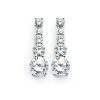 925 Sterling Silver Rhodium Plated Graduated Circle CZ Dangling Earrings