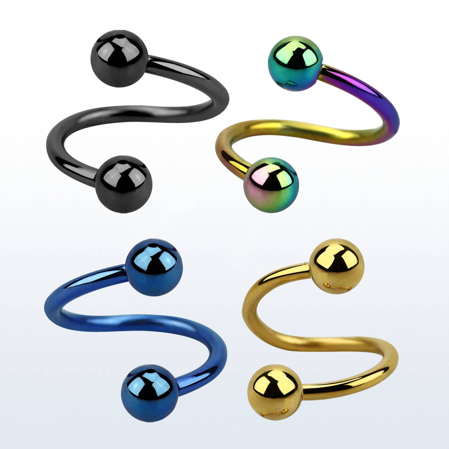 Anodized plated 316L surgical steel twister